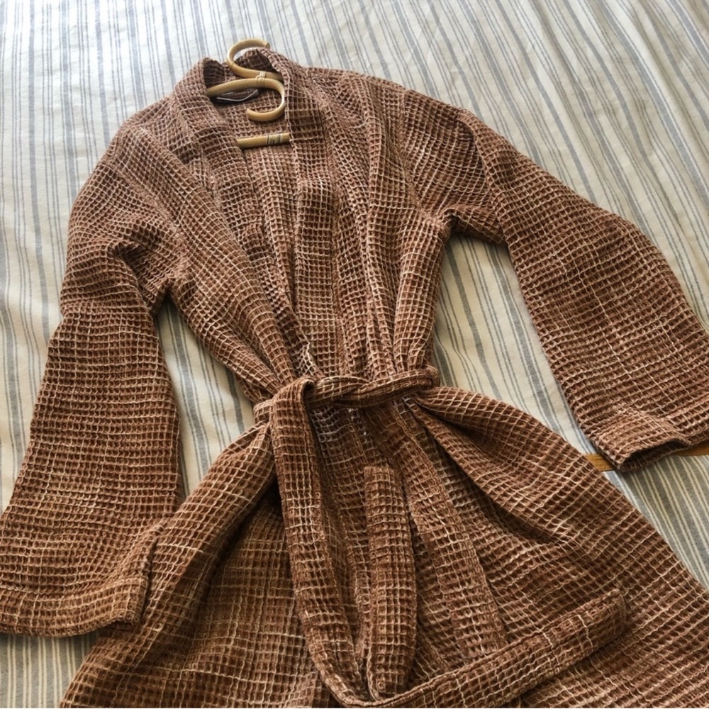 Parachute Waffle Robe small rust/brown color - Picture 3 of 5